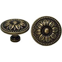 DFHM 10 Pomos y Tiradores Vintage Bronce de Armario con Diseño de Flores de Zinc Pomo Antiguos de 35 mm para Cajones y…